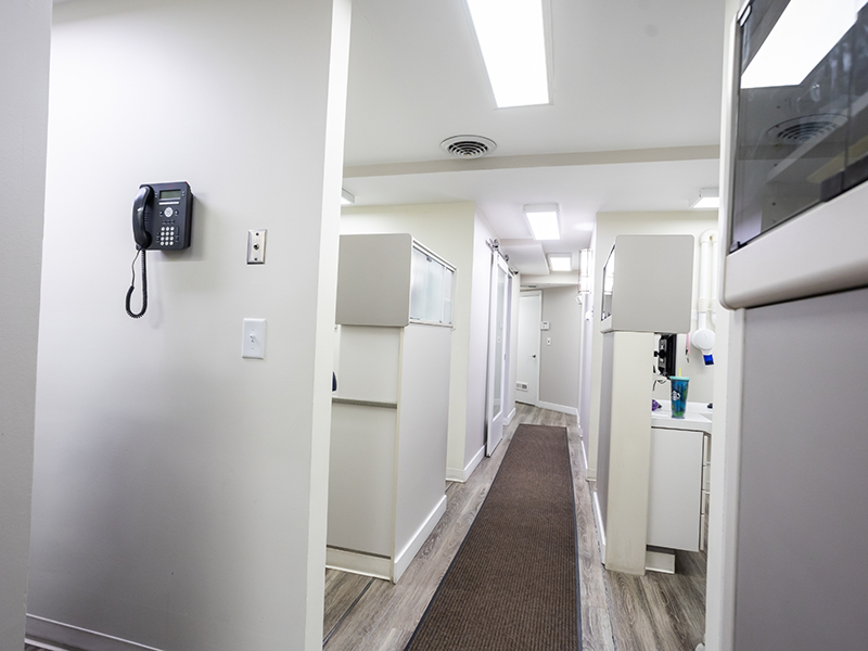 Hallway leading to dental operatories