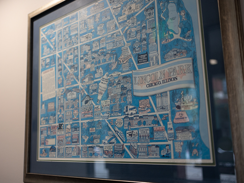 Framed old artwork of Lincoln Park Chicago